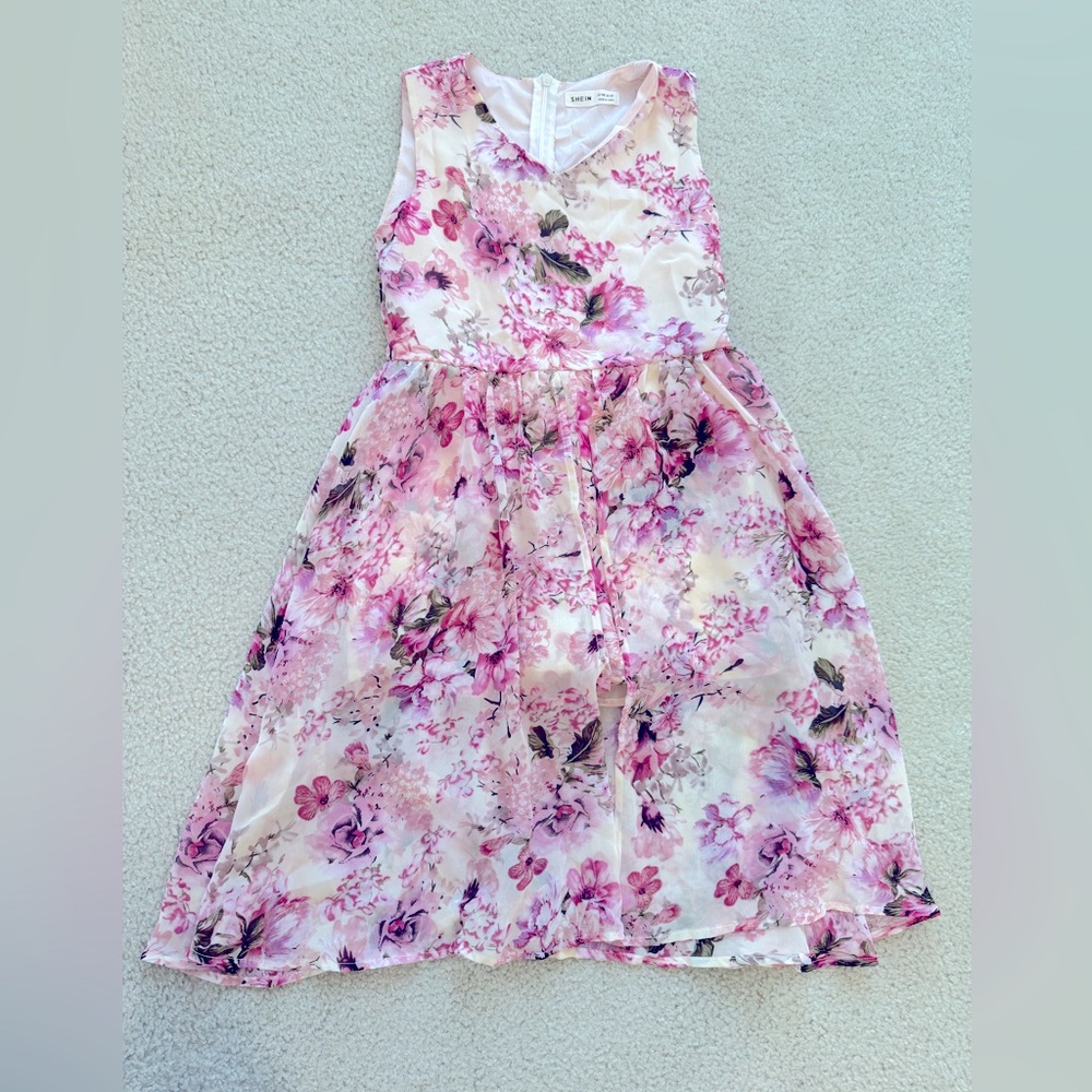 Girls Floral Romper With Skirt